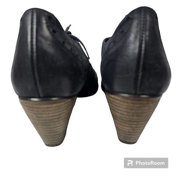 Paul Green Kelsey Black Nubuck Wingtip Lace-up Oxford Stacked Heel W 6.5 - Picture 7 of 11